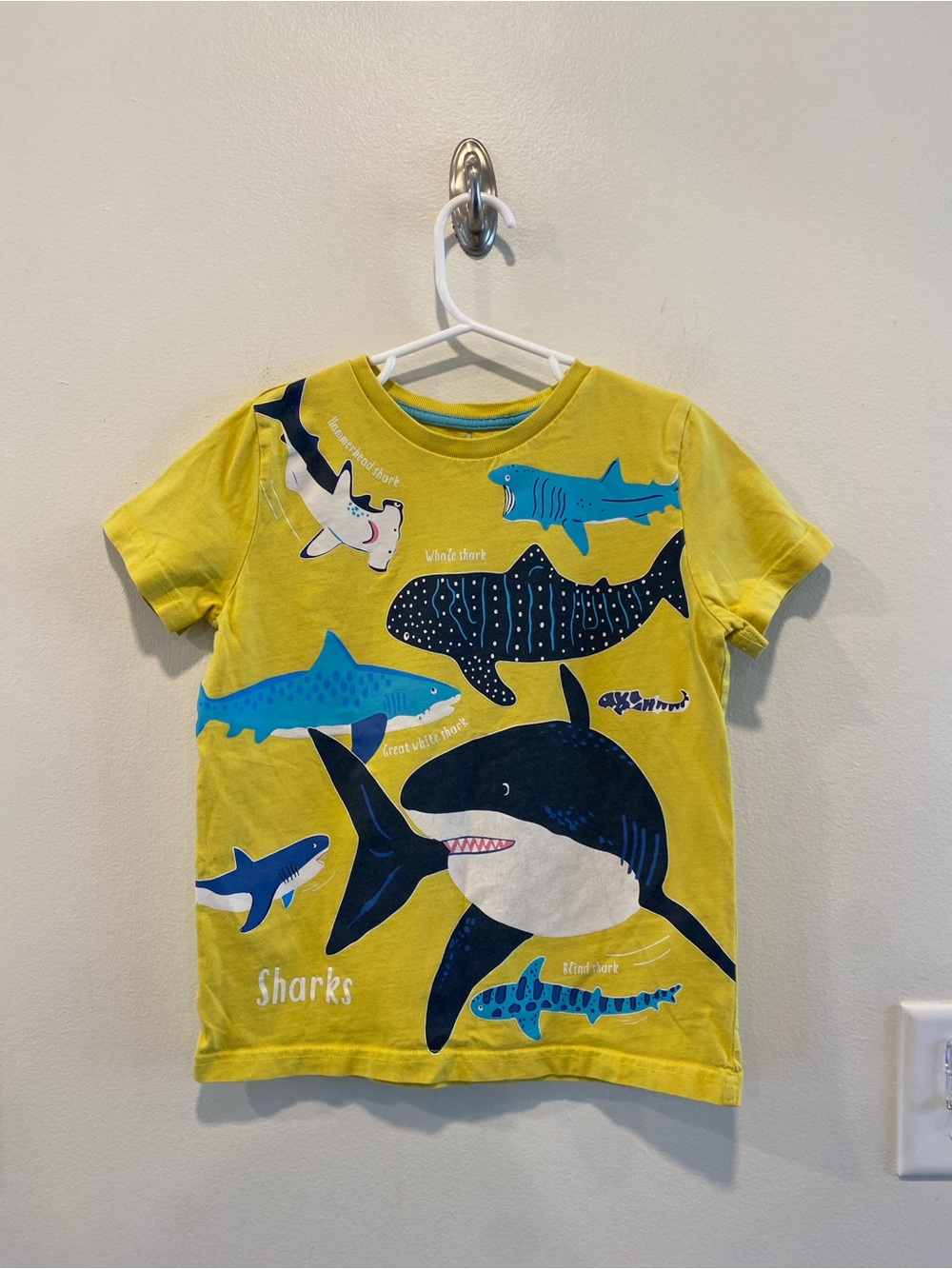 Mini Boden boys shark graphic short sleeve  tee sz 7-8 animals classic colorful